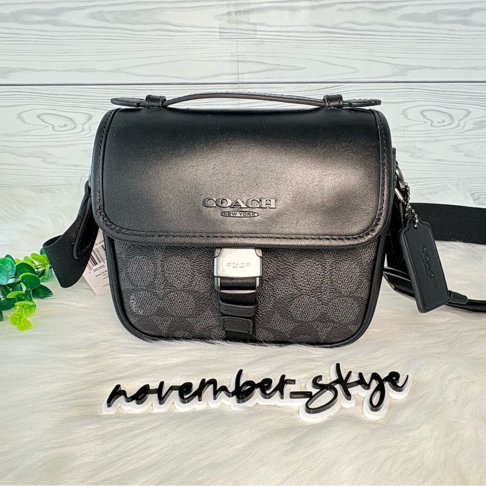 Coach Racer Gunmetal/Charcoal/Black Crossbody Bag - Picture 3 of 15